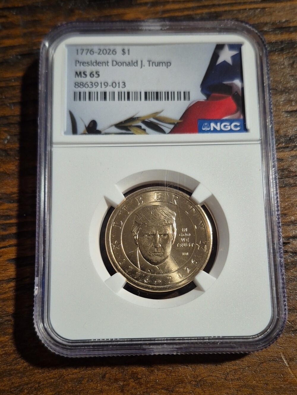 NGC MS65 1776-2026 President Donald J. Trump $1 Coin Slab